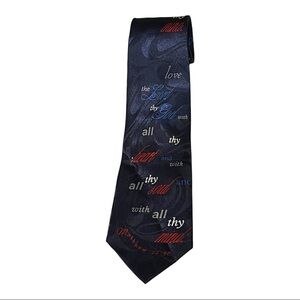 Steven Harris Men’s Navy Multi Color Spiritual Bible Verse Church Necktie